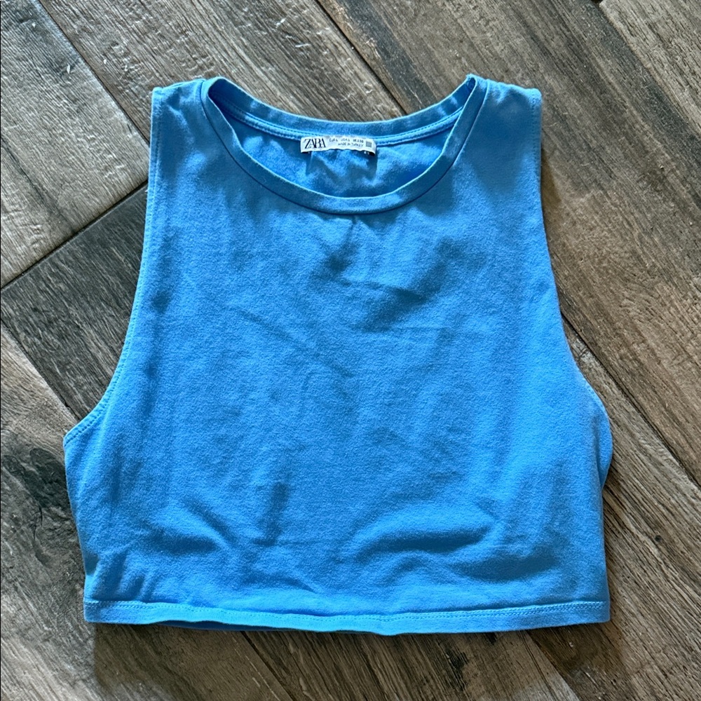 Zara Vibrant Blue Sleeveless Crop Top